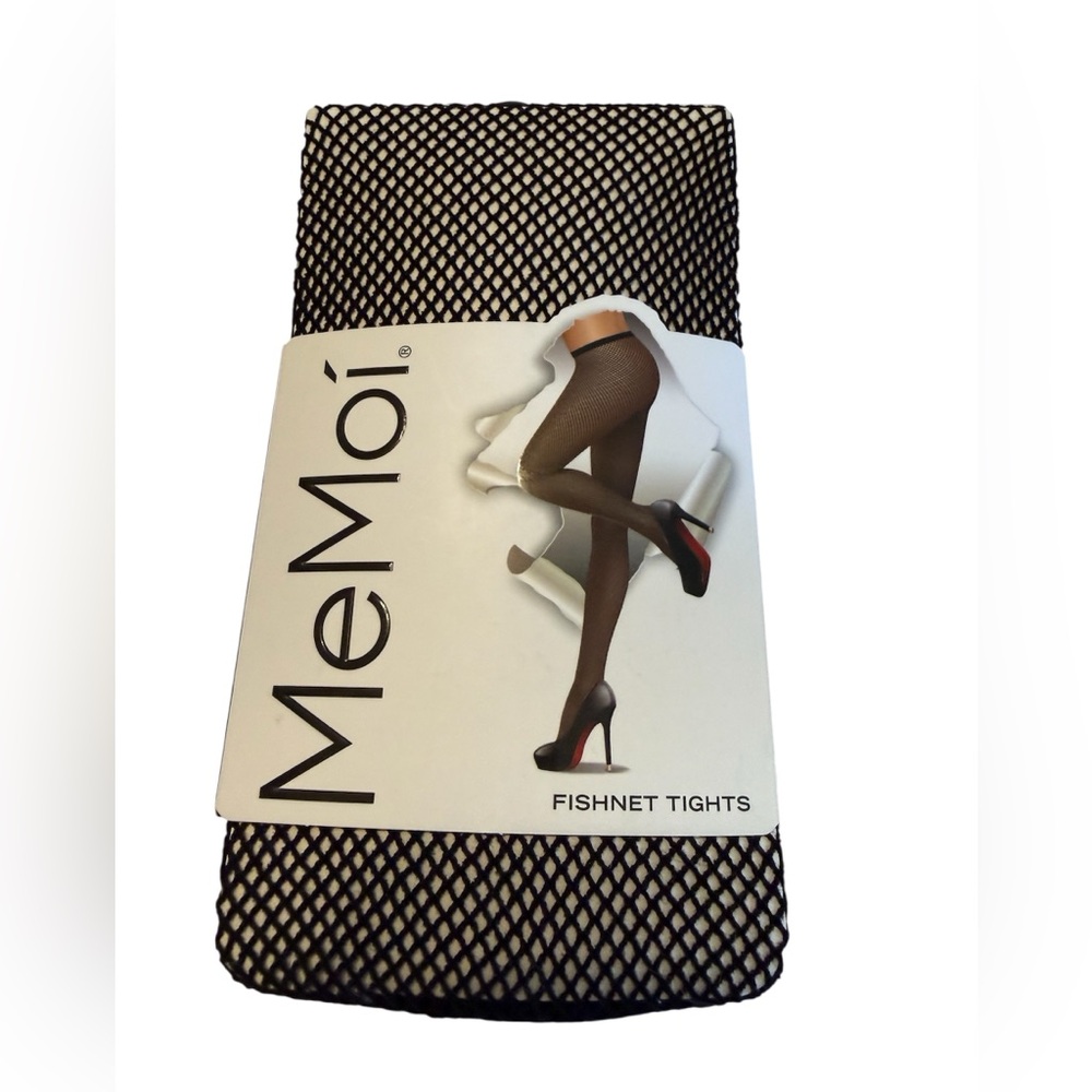 NEW MeMoi Black Fishnet Tights Size Large Nylon Spandex Classic Hosiery